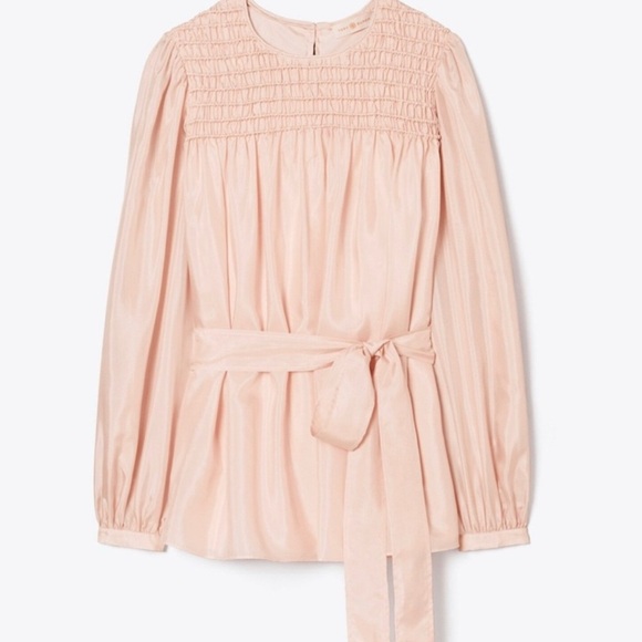 Tory Burch Silk Top, size 6, 100%silk, pale pink used once no cord - Picture 2 of 6